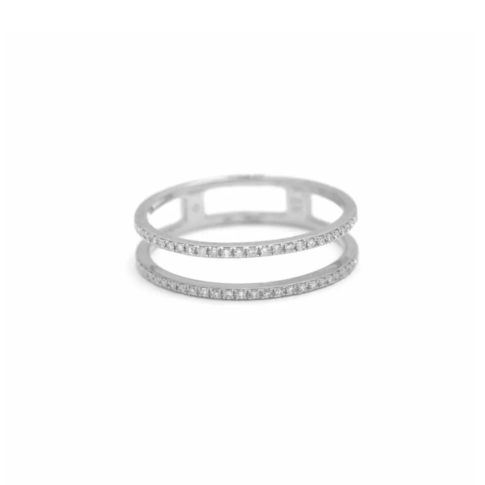 14K Gold Double Micro-Pave Band Rings