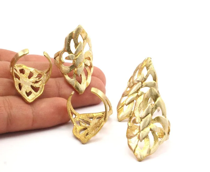 2 Raw Brass Adjustable Rings N0043