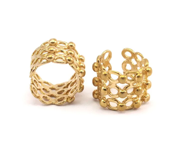 3 Raw Brass Adjustable Rings N0018