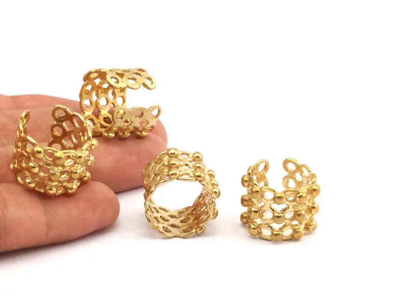 3 Raw Brass Adjustable Rings N0018