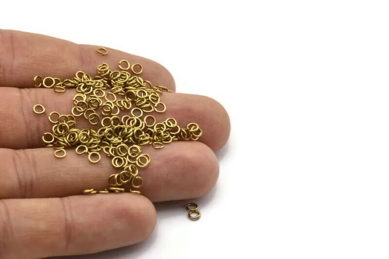 3.5mm Jump Rings - 250 Raw Brass Jump Rings, Findings (3.5x0.6mm) BS 1845