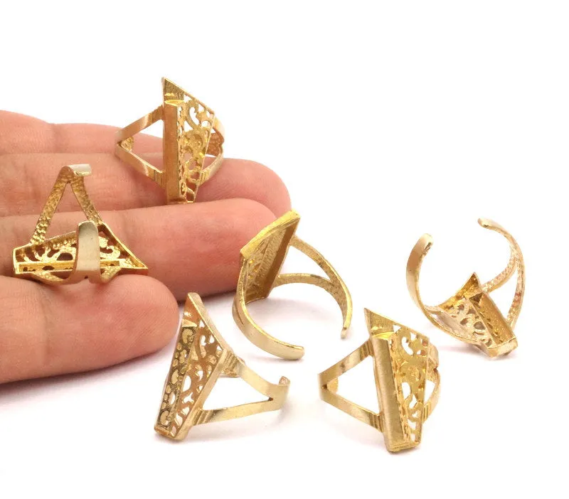 4 Raw Brass Adjustable Rings N0063