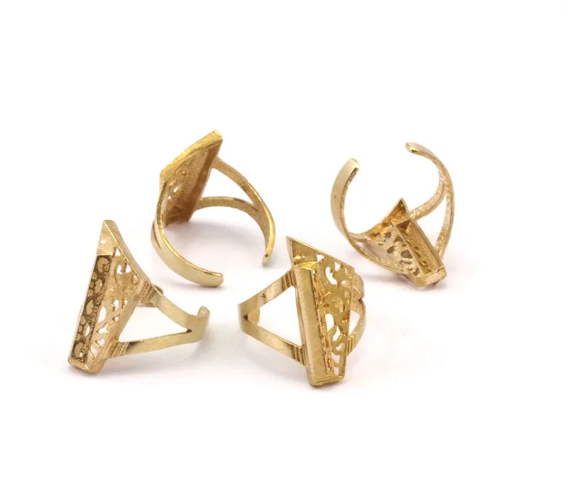 4 Raw Brass Adjustable Rings N0063