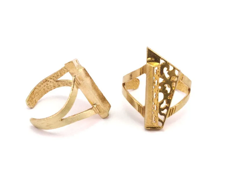 4 Raw Brass Adjustable Rings N0063