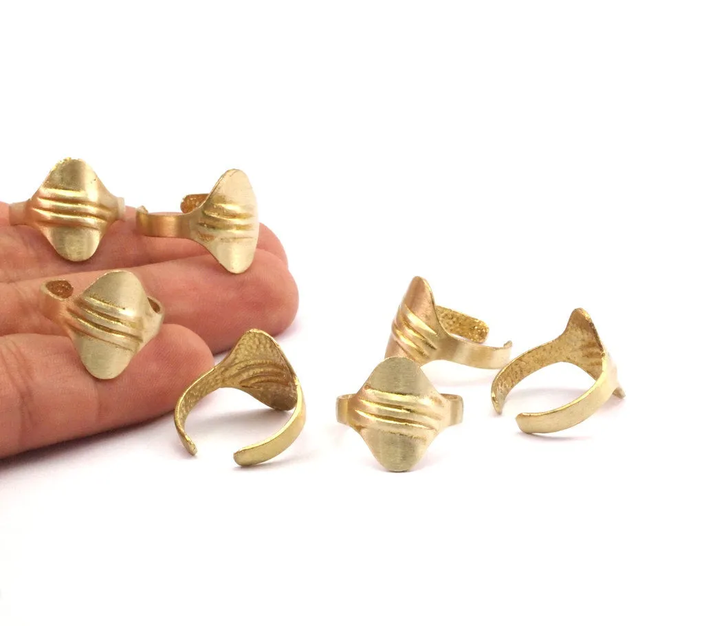 4 Raw Brass Adjustable Rings N0065