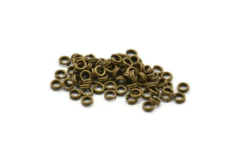 4mm Double Jump Ring - 250 Antique Bronze Brass Double Jump Rings , Split Rings (4x.080mm) A0729