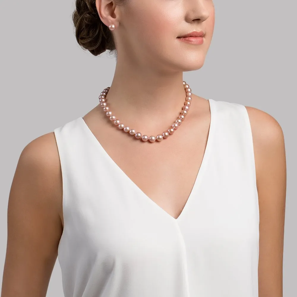 9.5-10.5mm Pink Freshwater Pearl Necklace - AAAA Quality