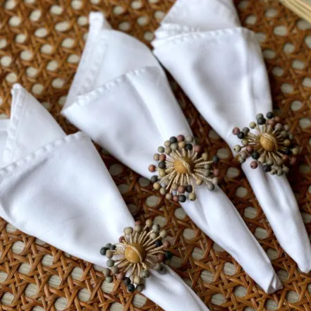 Abaca Flower Napkin RingS (Set of 6)