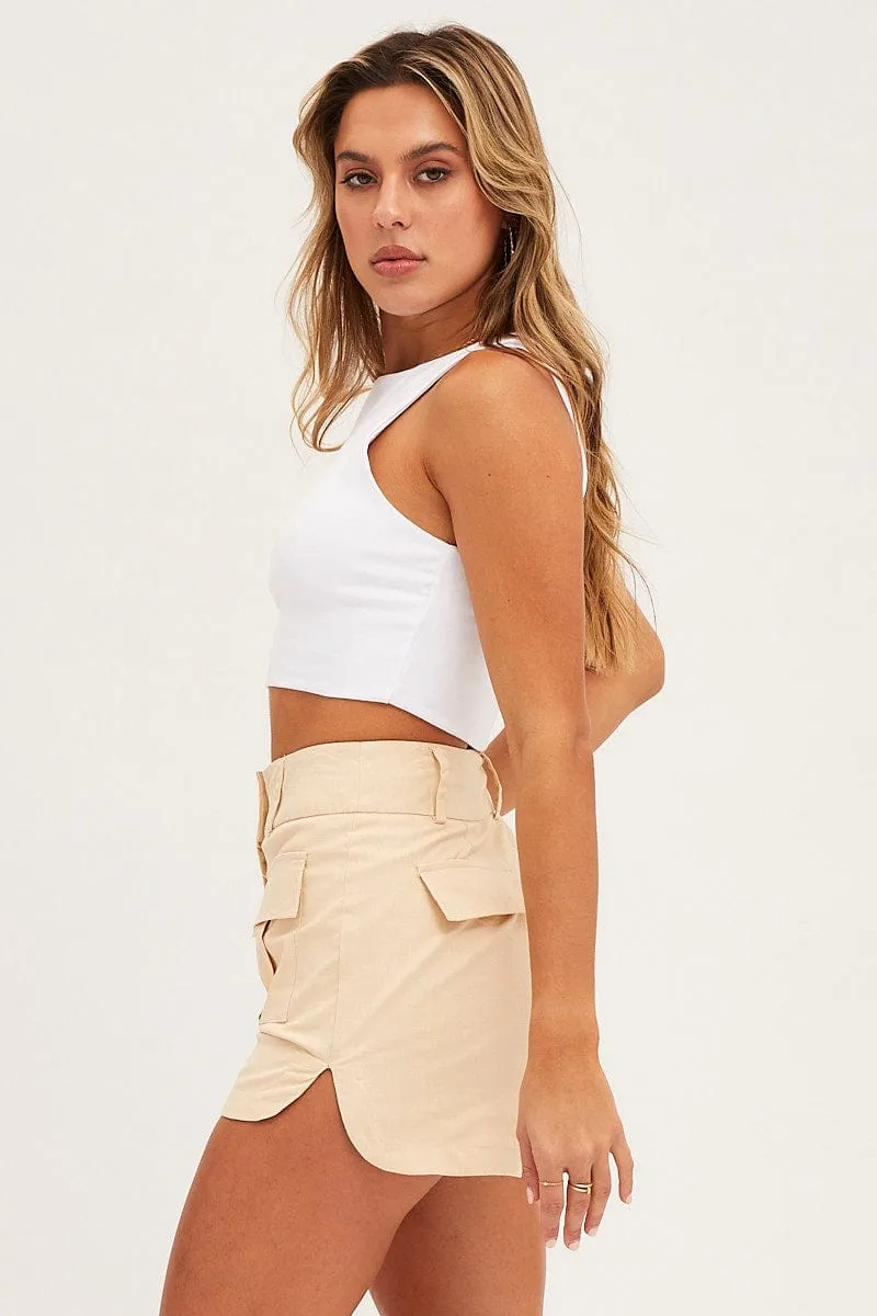 Beige Cargo Shorts