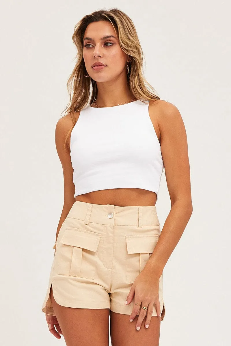 Beige Cargo Shorts