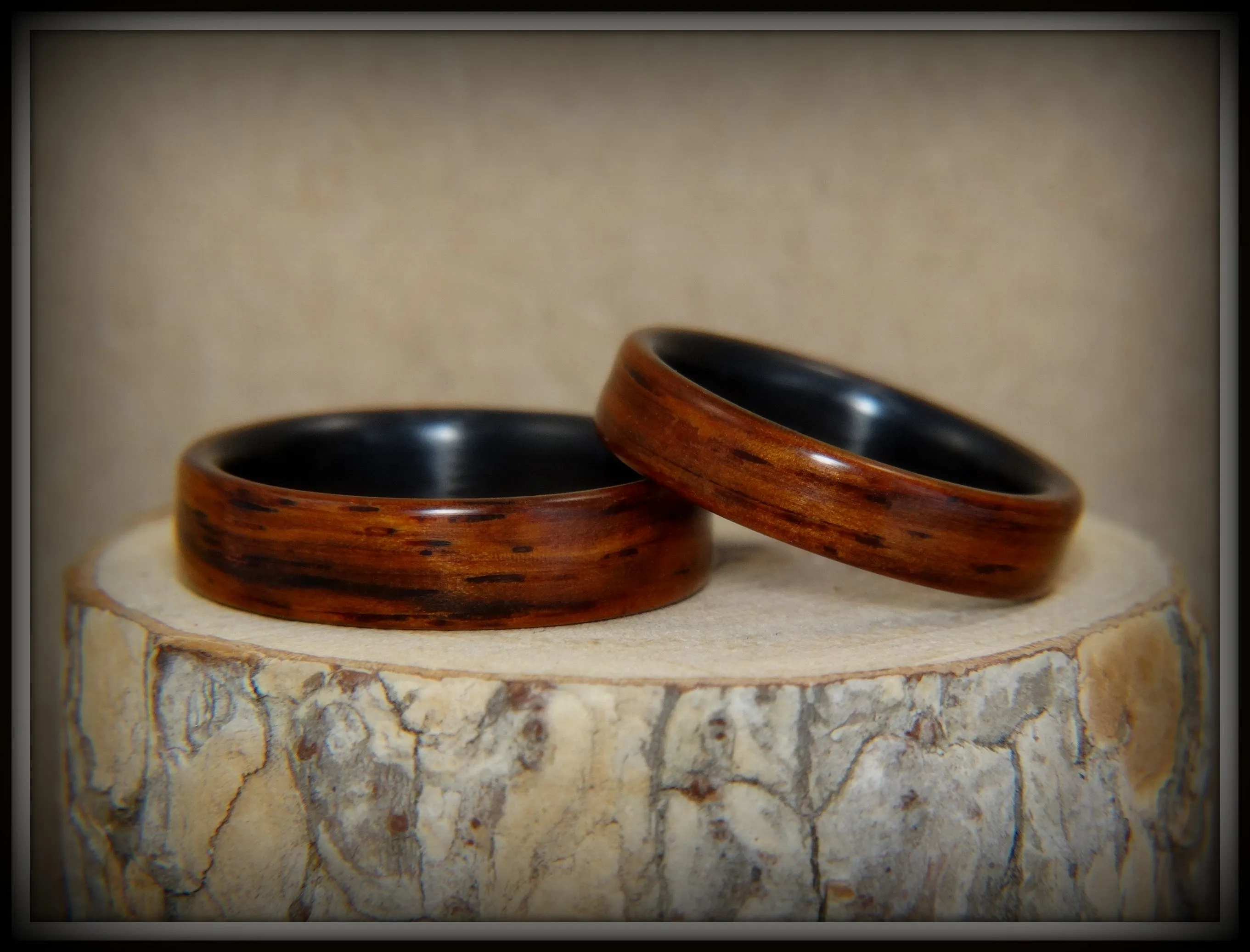 Bentwood Rings Set - Composite Cocobolo on Carbon Fiber Cores