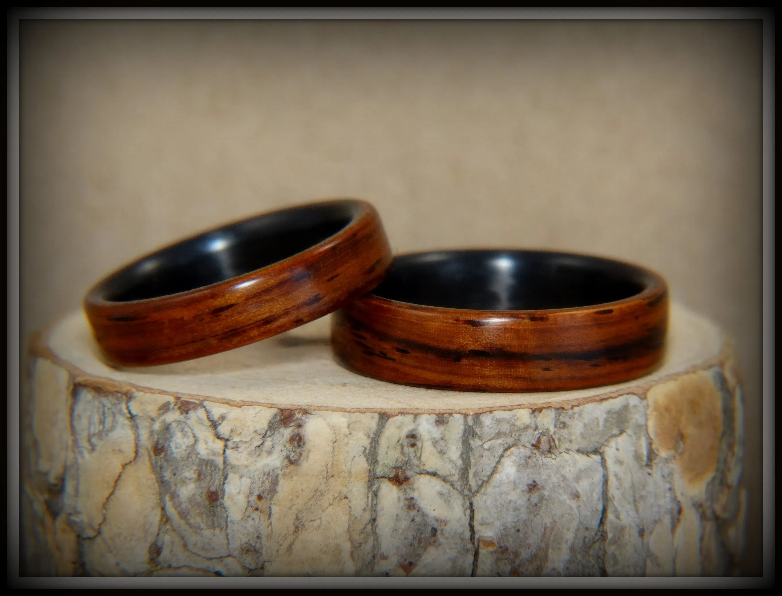 Bentwood Rings Set - Composite Cocobolo on Carbon Fiber Cores