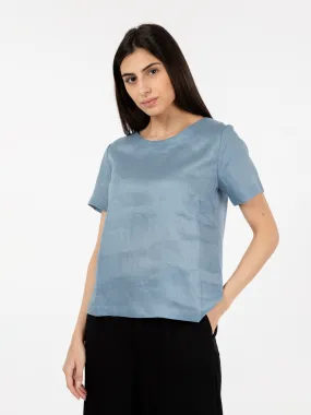 Blusa a girocollo manica jeans