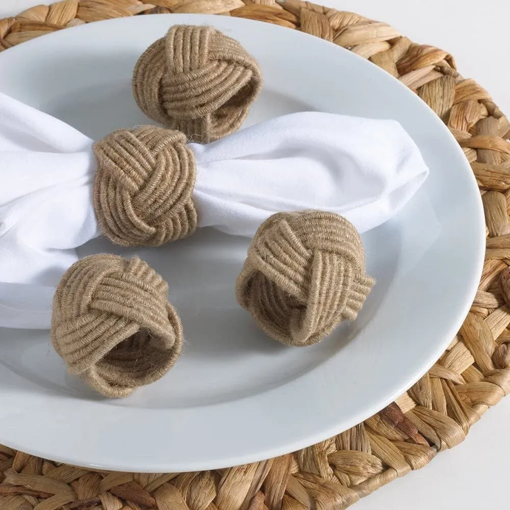 Braided Jute Napkin Rings - (4 Pack)