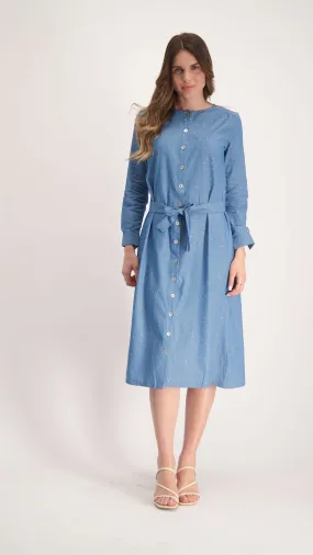 Button Dress With Belt / Blue jeans Nitti