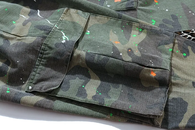 Camouflage Flared Drawstring Cargo Pants