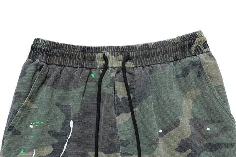 Camouflage Flared Drawstring Cargo Pants