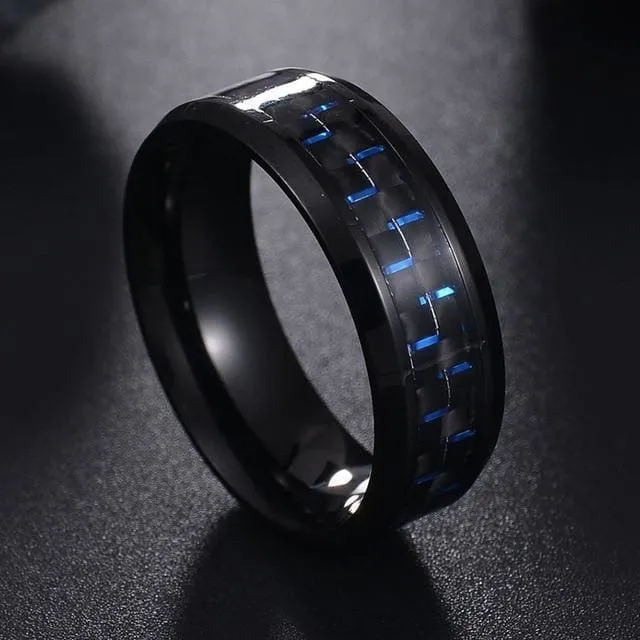 Carbon Fibre Dragon Scale Viking Wedding Rings