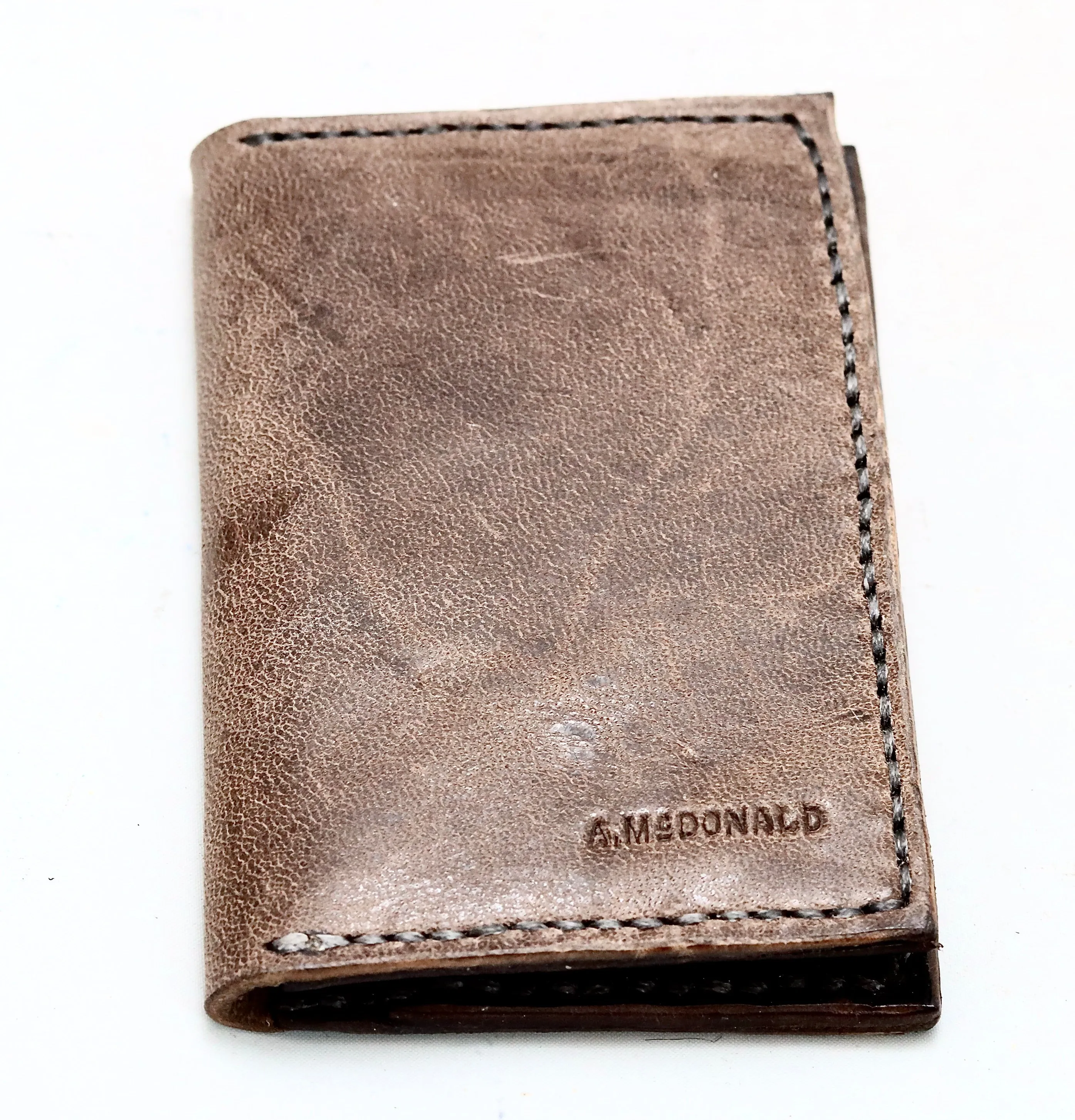 Card wallet fold | grey brown | mixed leathers