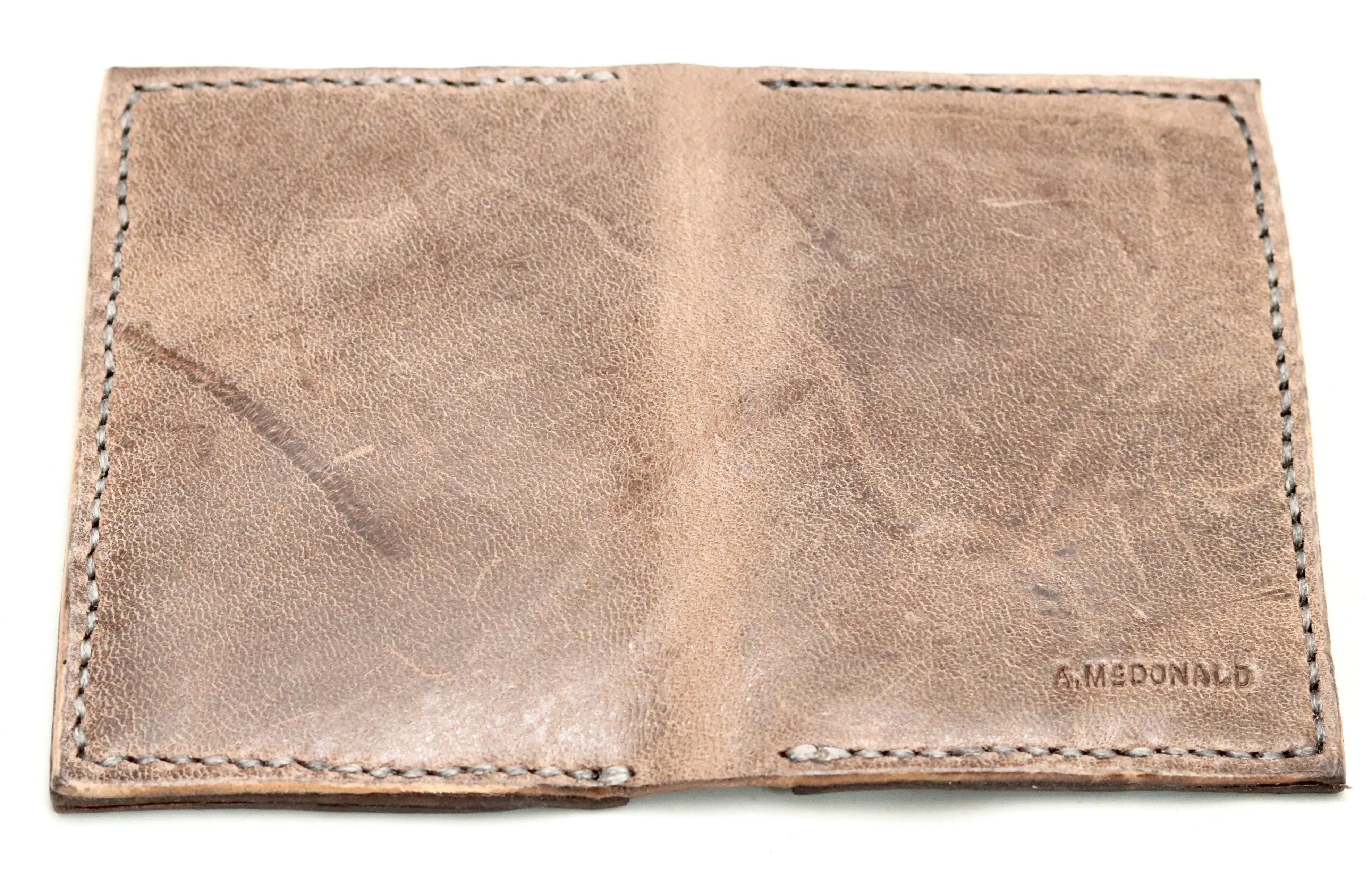 Card wallet fold | grey brown | mixed leathers