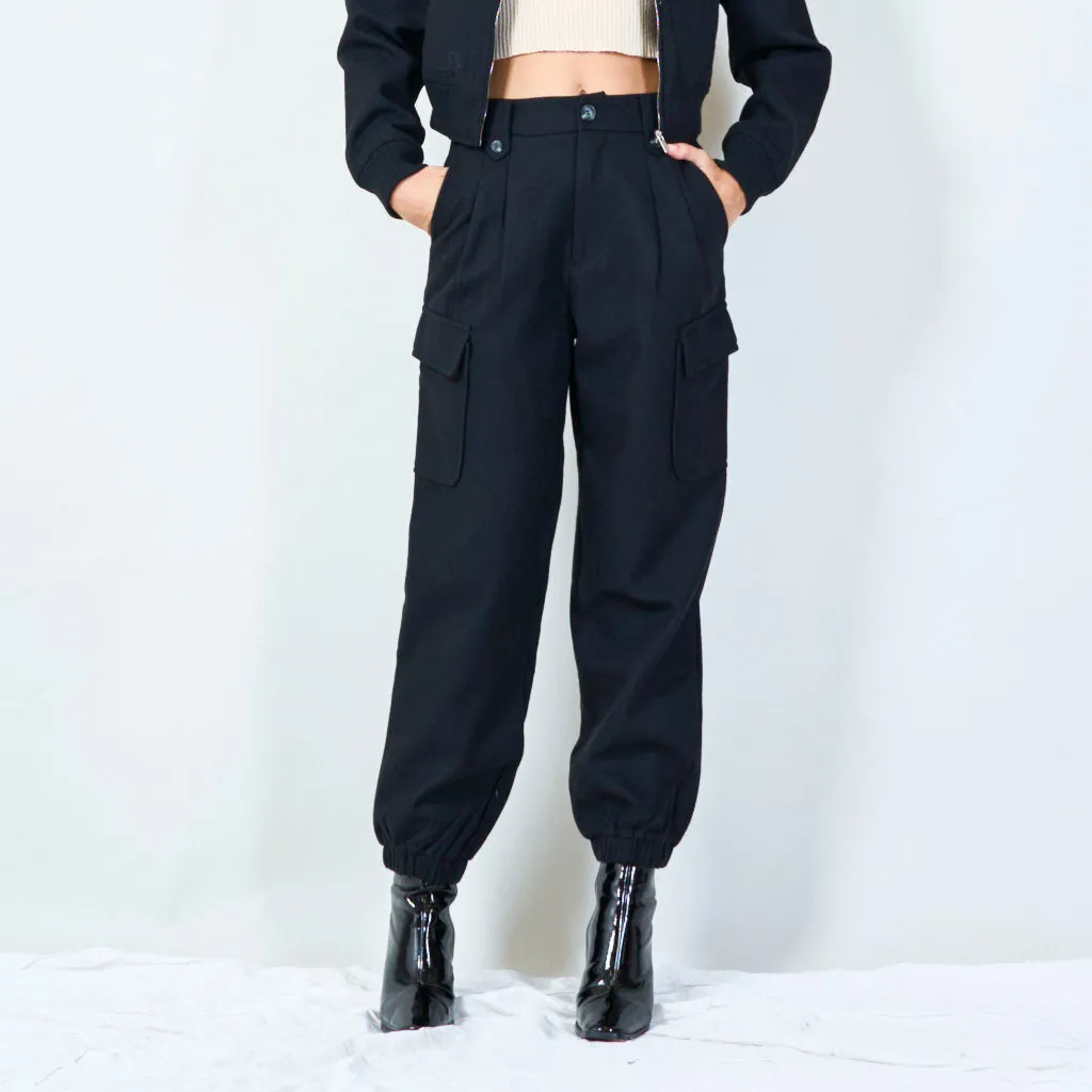 Cargo jogger pants with button details wholesale