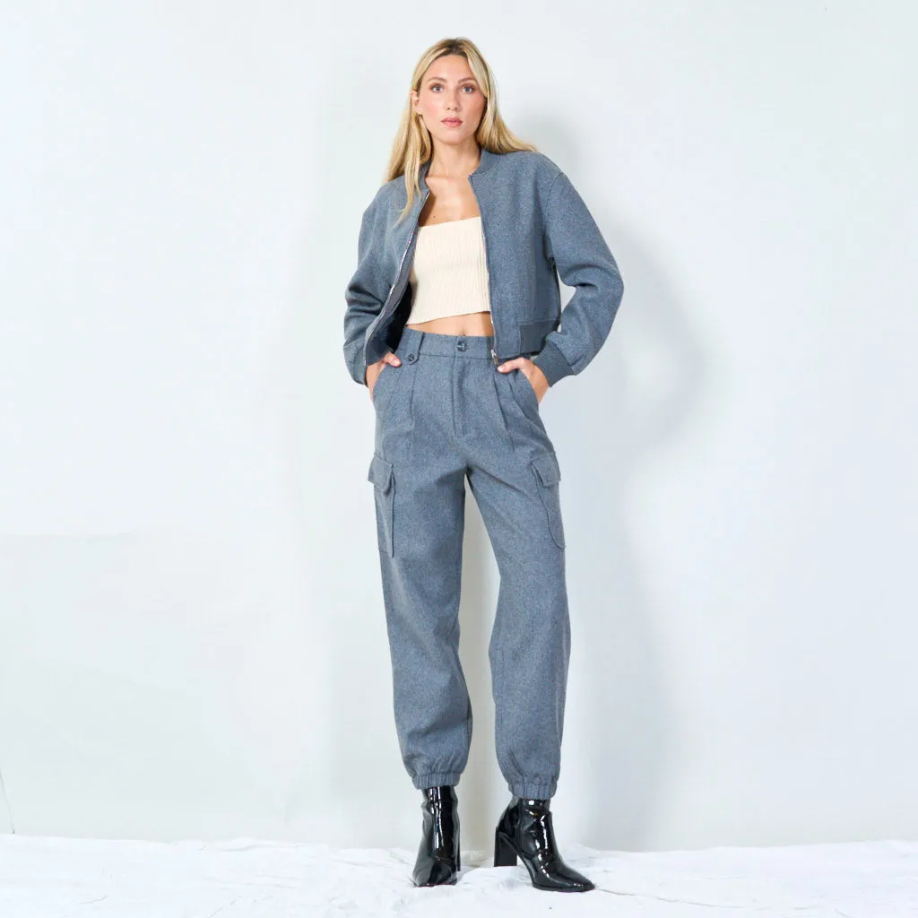 Cargo jogger pants with button details wholesale