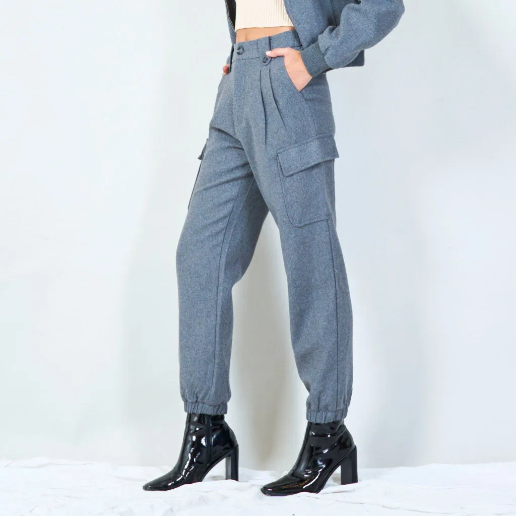 Cargo jogger pants with button details wholesale