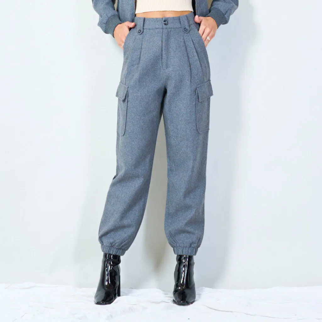 Cargo jogger pants with button details wholesale