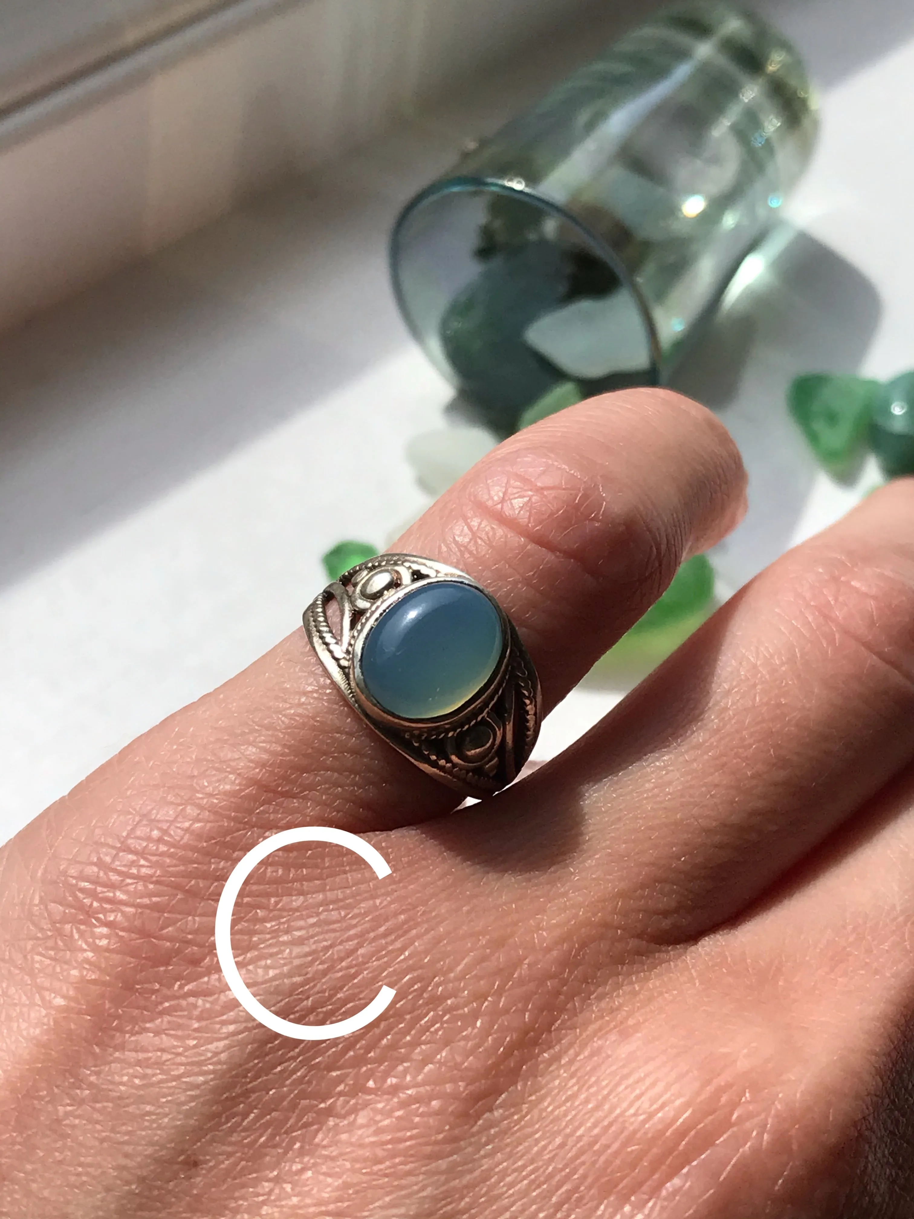 Chalcedony Chunky Band Mixed Rings