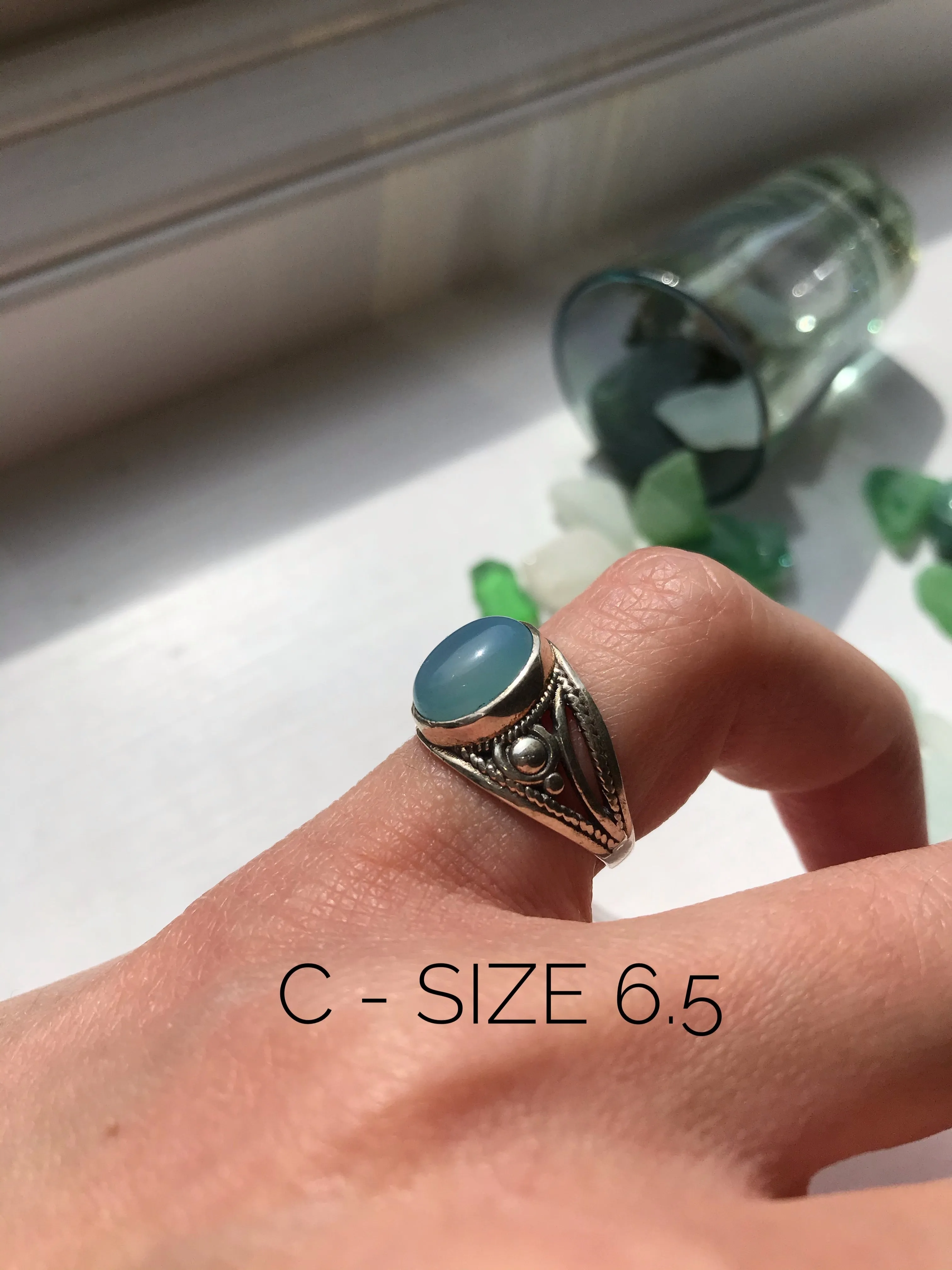 Chalcedony Chunky Band Mixed Rings