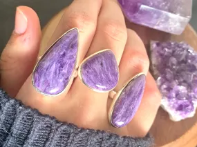 Charoite Akoni Rings - Teardrop