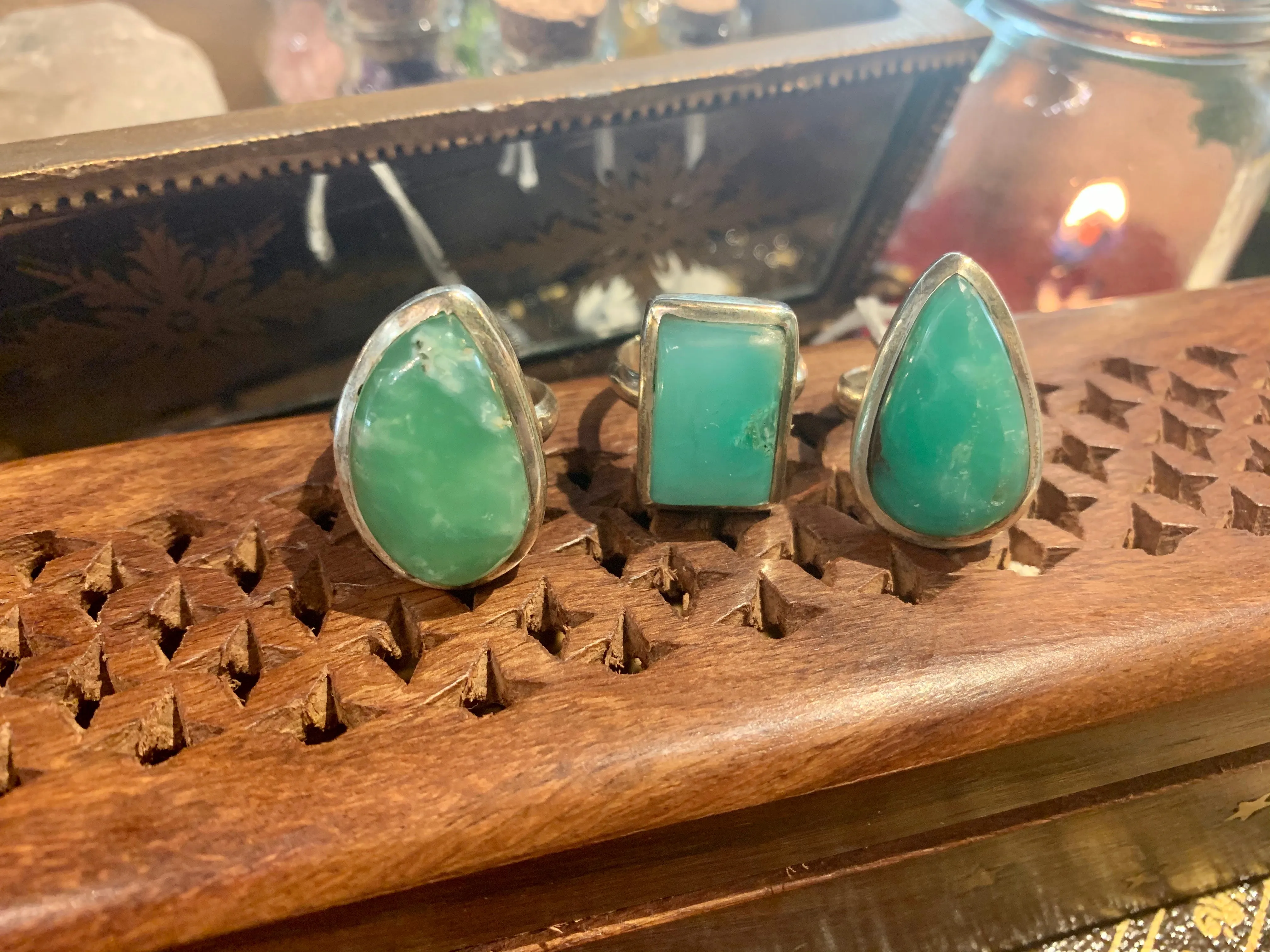 Chrysoprase Akoni Mix Rings (US 8.5)