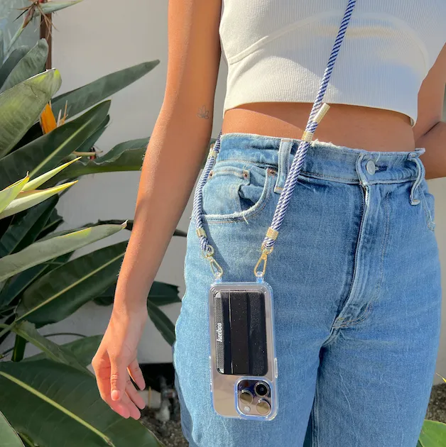 Crossbody Phone Case - Marine (Blue & White)