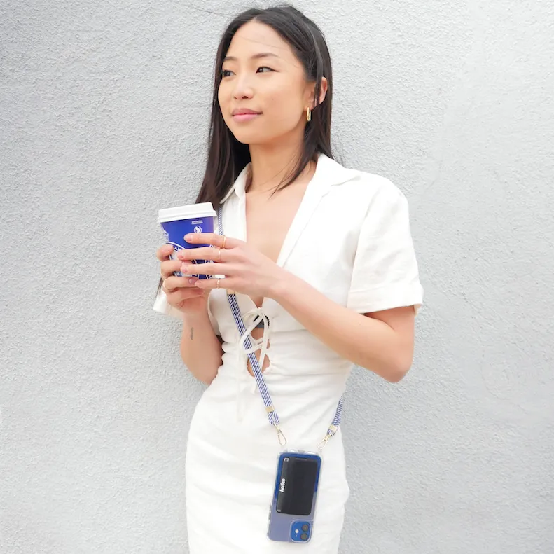 Crossbody Phone Case - Marine (Blue & White)