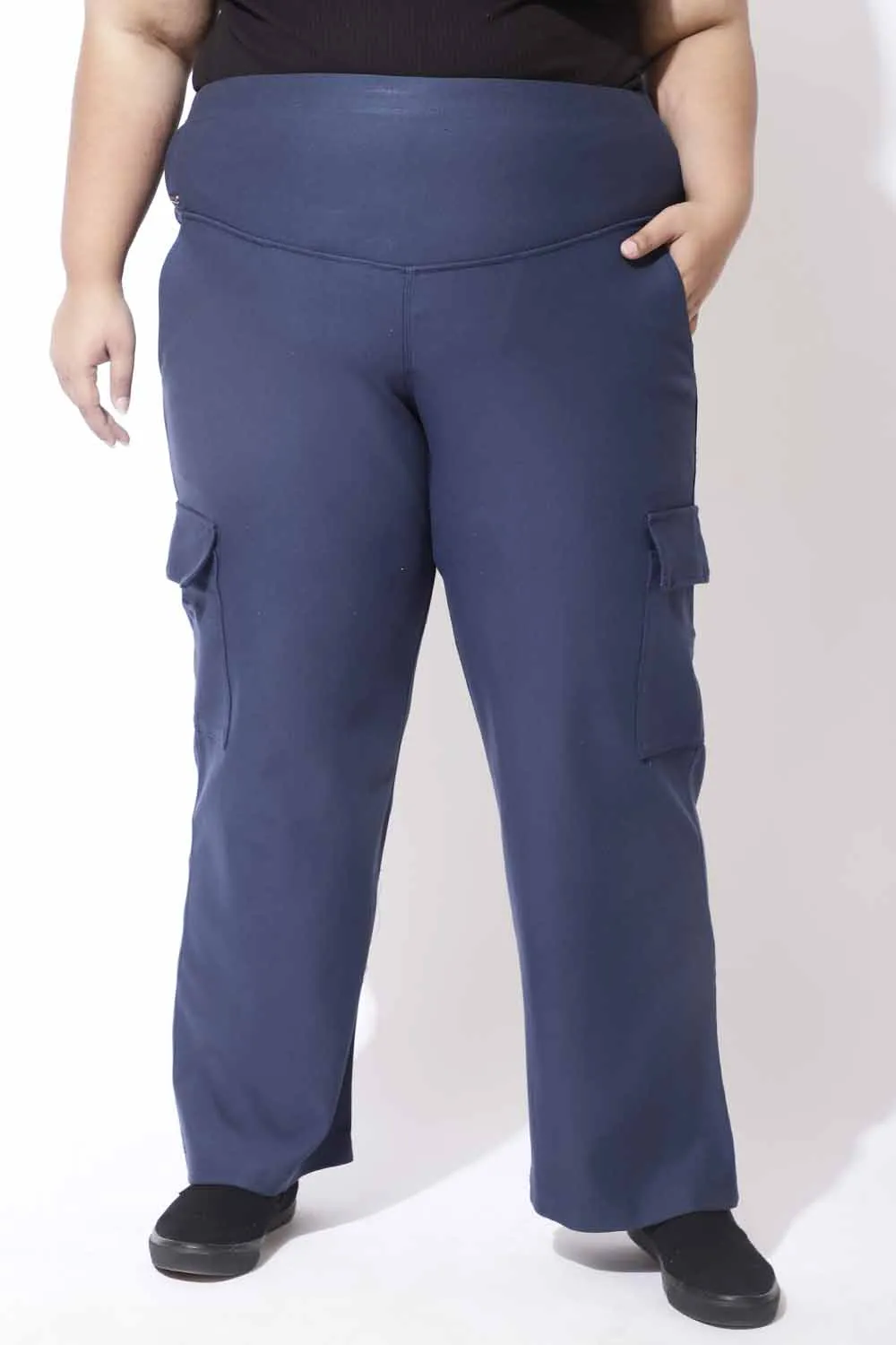 Denim Blue Tummy Shaper Cargo Pants