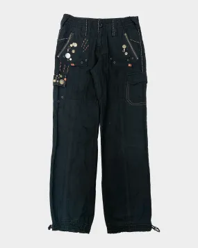 DKNY Decorated Black Cargo Pants 90's