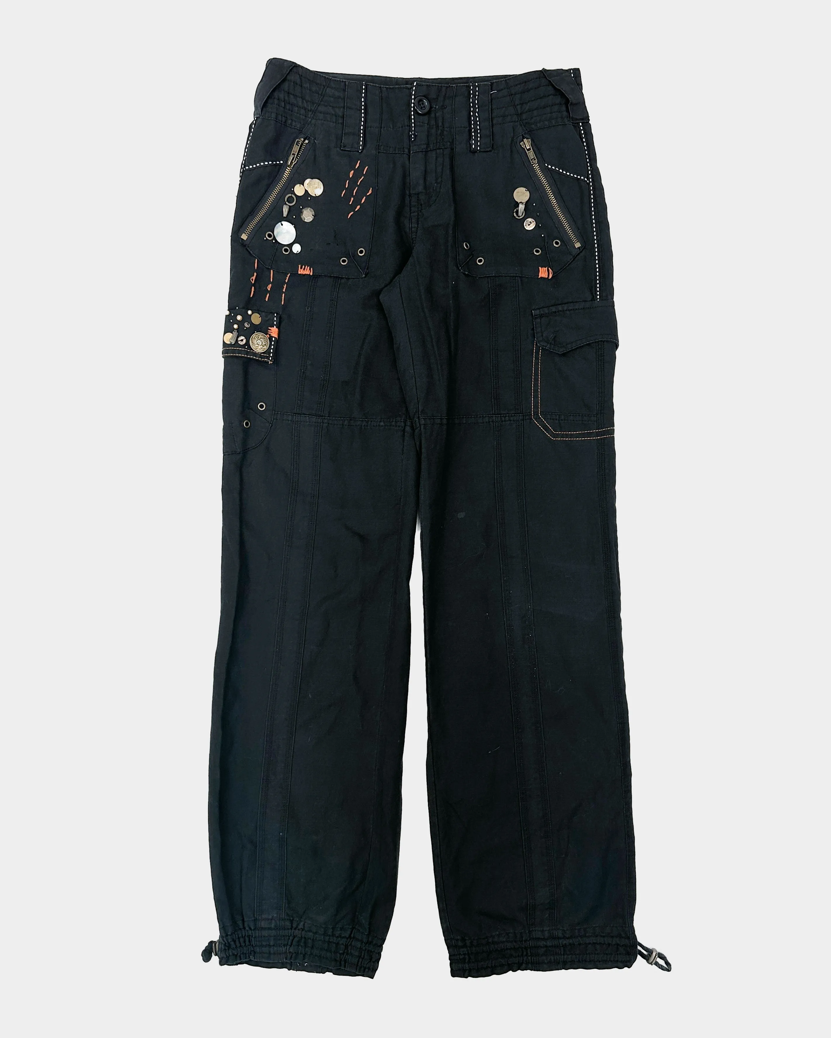 DKNY Decorated Black Cargo Pants 90's