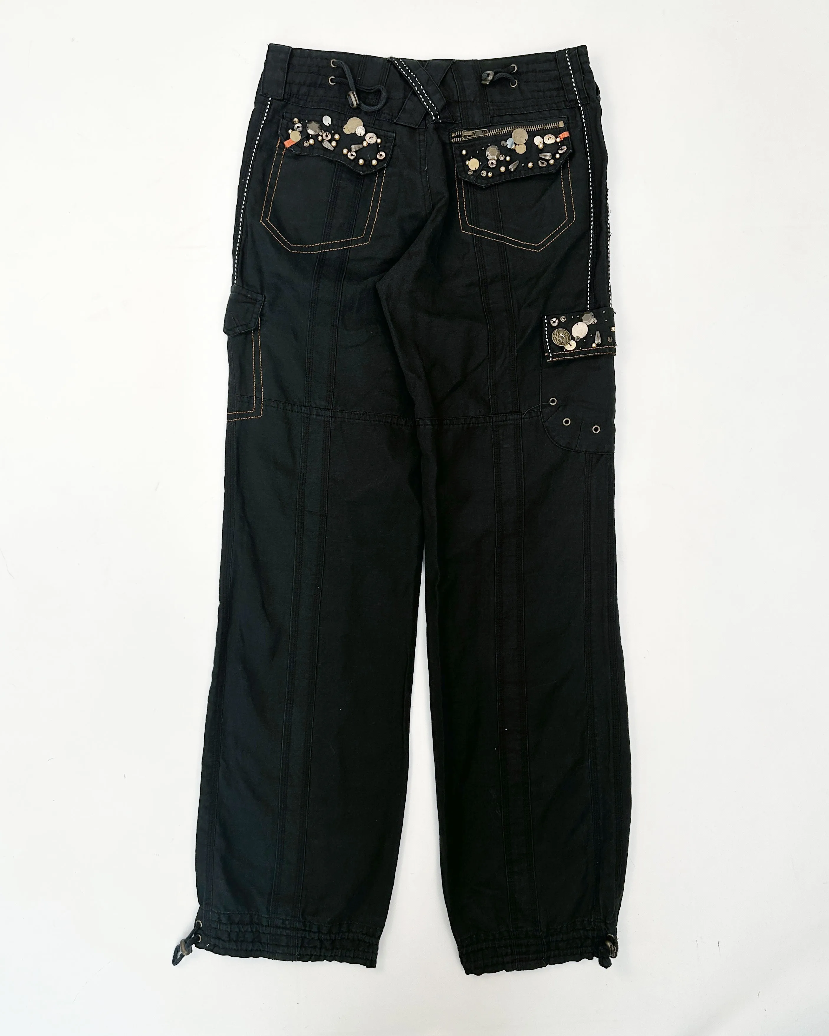 DKNY Decorated Black Cargo Pants 90's