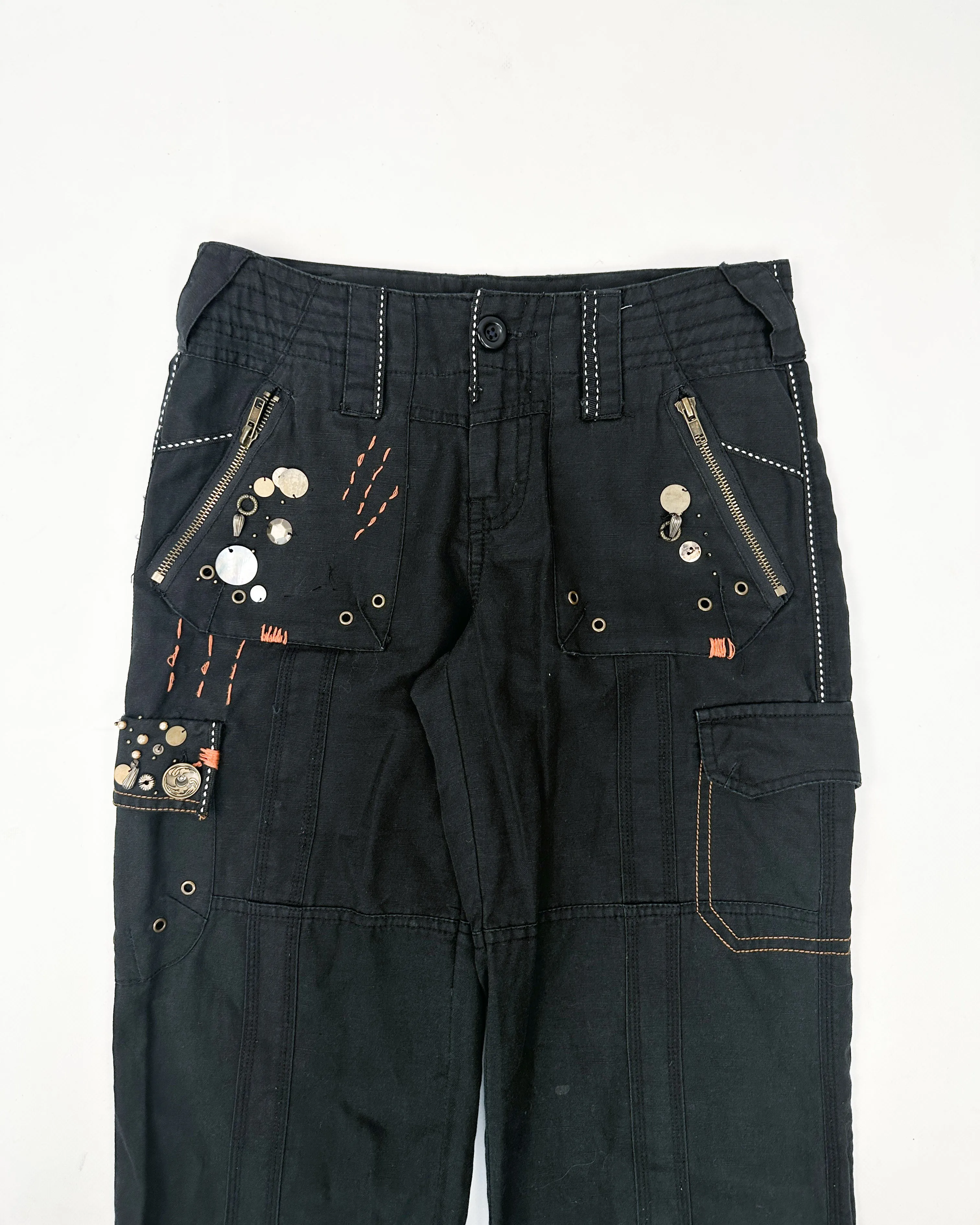 DKNY Decorated Black Cargo Pants 90's