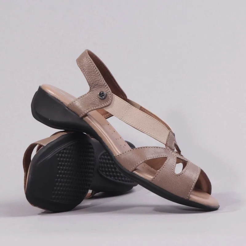 Elasticated Cut-out Sandal in Stone - 11519