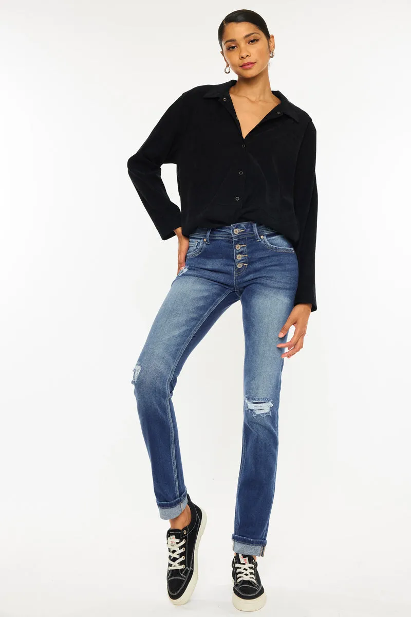 Eternity Mid Rise Slim Straight Leg Jeans