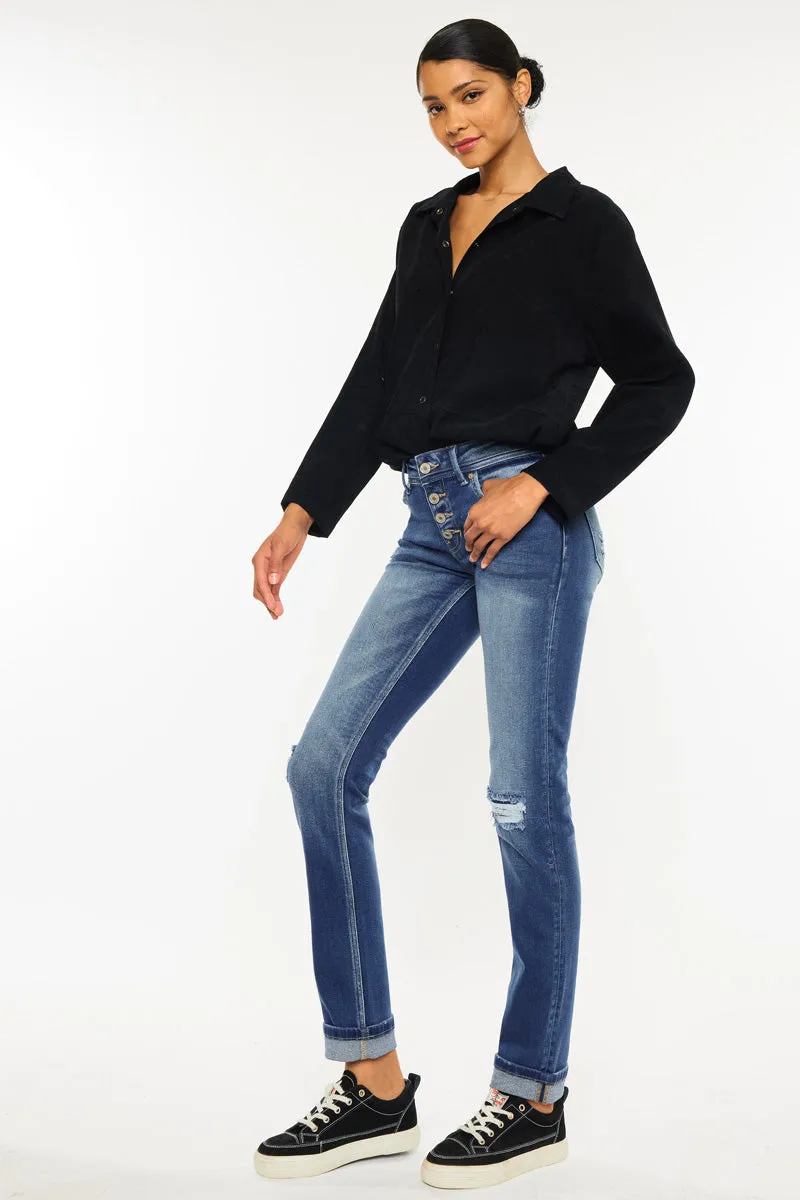 Eternity Mid Rise Slim Straight Leg Jeans