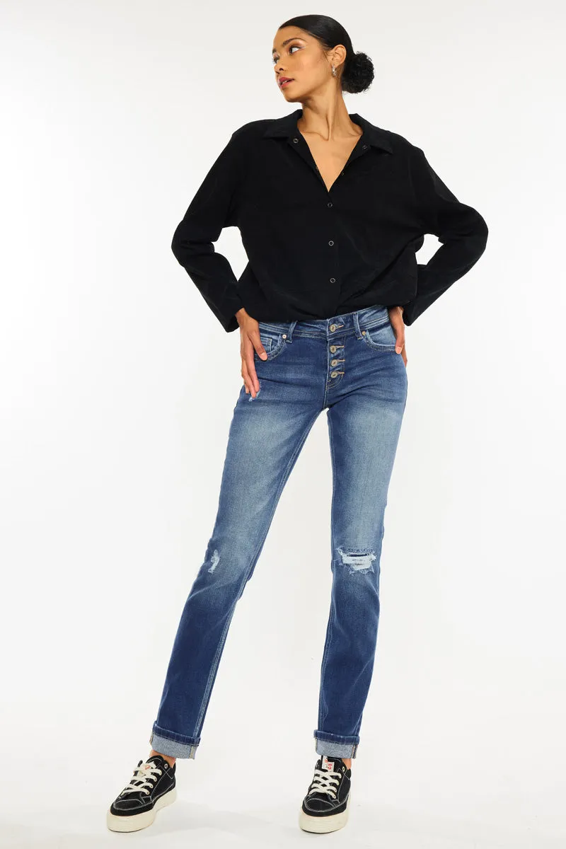 Eternity Mid Rise Slim Straight Leg Jeans