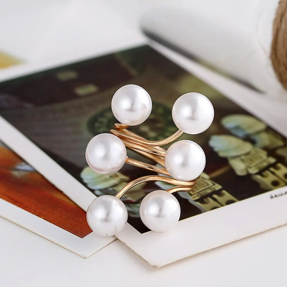 Fashion Elegant simulated Pearl Opening Rings