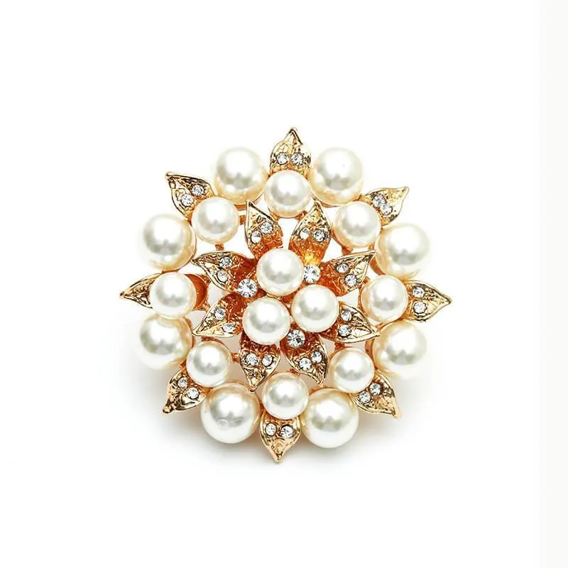 Faux Pearl Rhinestone Flowers Rings