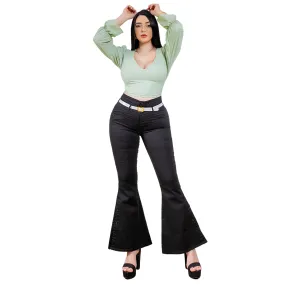 Flared Black Brooch Jeans