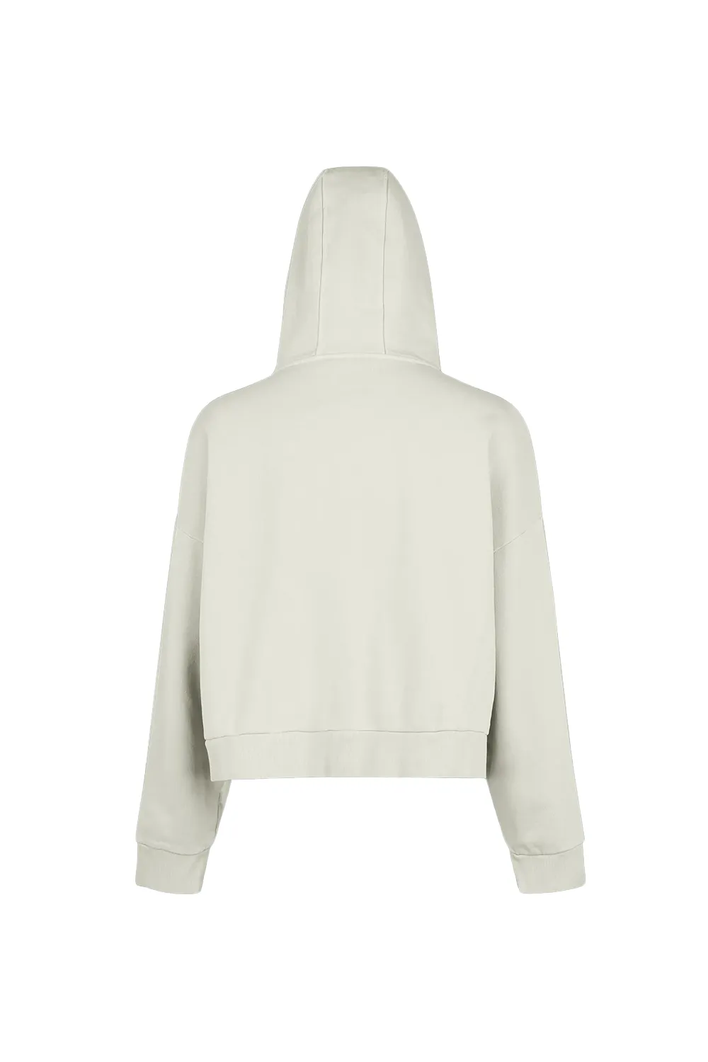 Premium Full-Zip Hooded Sweatshirt in Rice White