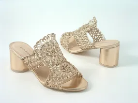 Glitz Shoes Interweave Mesh Peep Toe Mid Heel Sandal