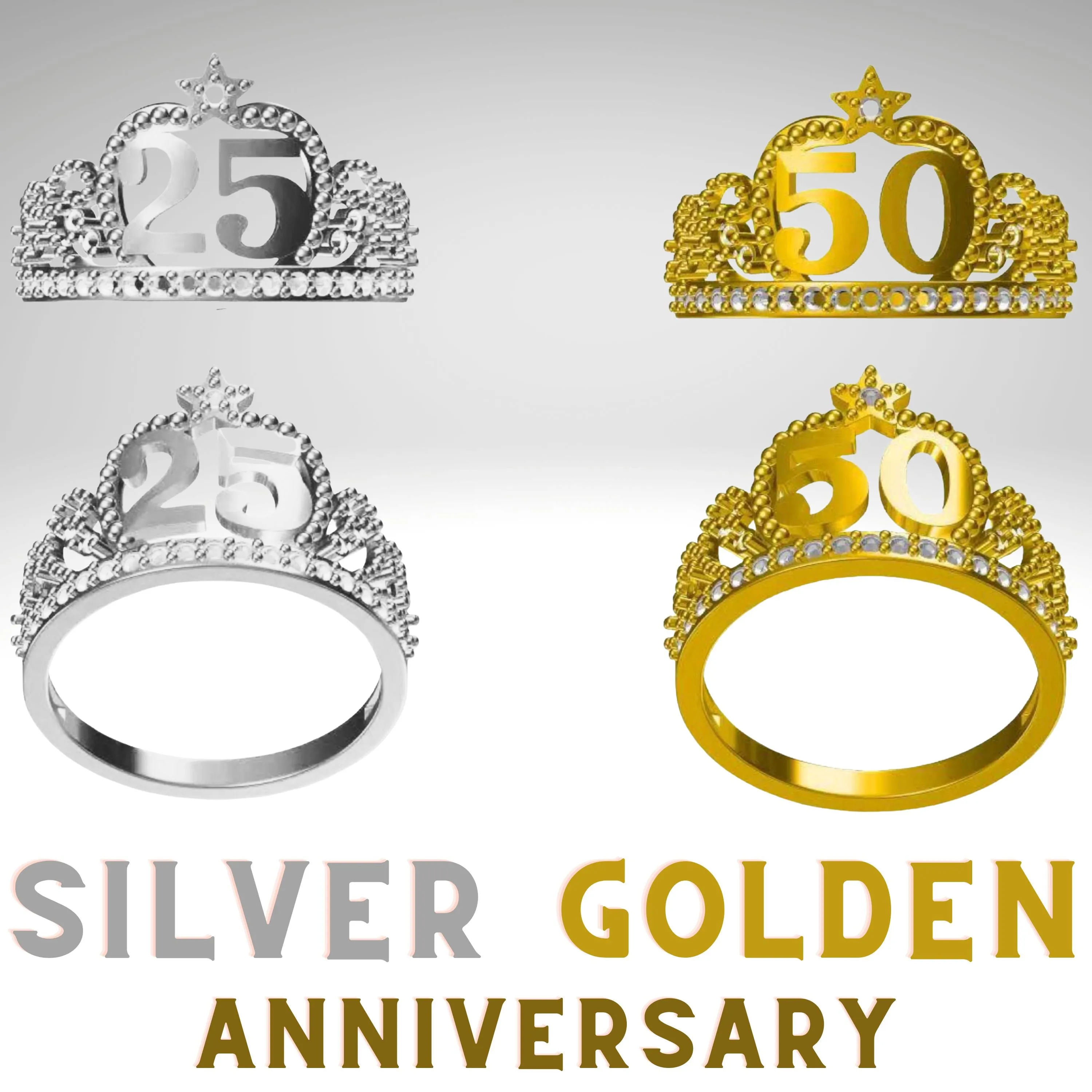 Golden Silver Anniversary Rings