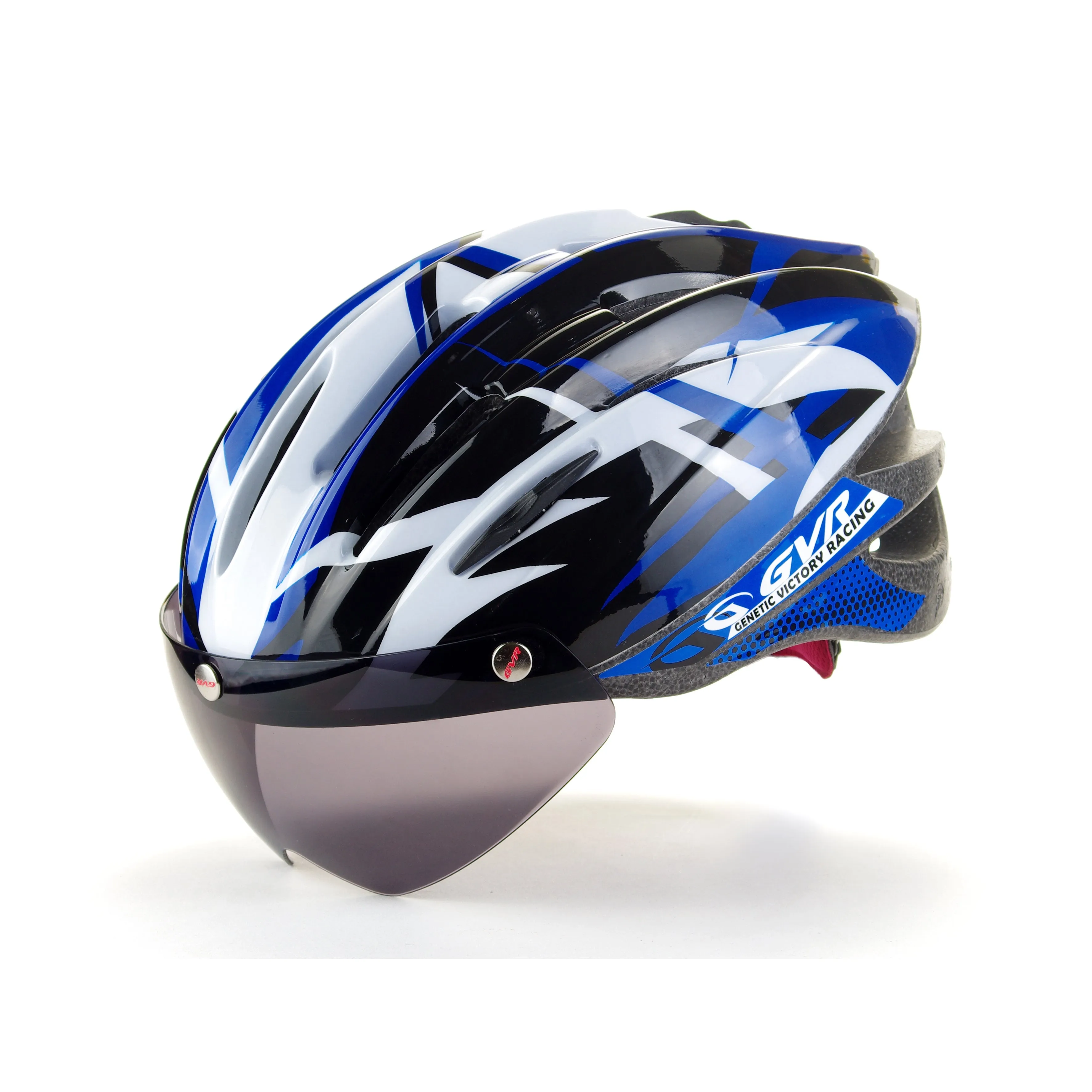 GVR Bicycle Adult Helmet Jump Blue With Visor G203VJPML-BLK